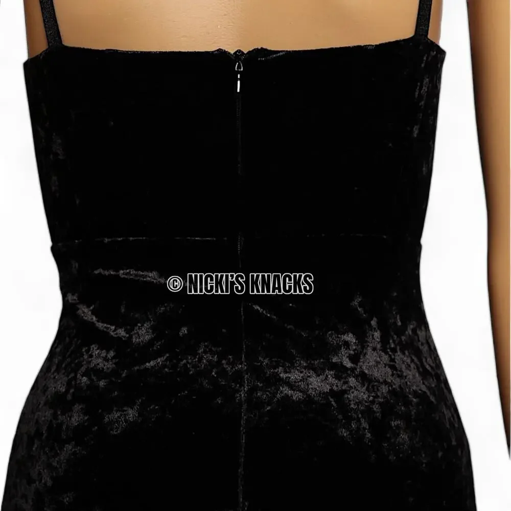 Guess Gianna Black Velvet Mini Dress Sleeveless Bodycon Party Outfit Size XS - Picture 8 of 13